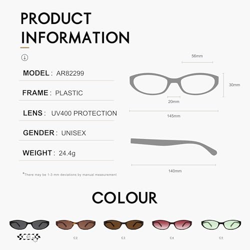 Image of Retro Oval Sunglasses Womens Mens Y2k Trendy Cateye Shades AR82299 | Narrow Round Cute Sunnies,90s 2000s Cool Skinny Frame