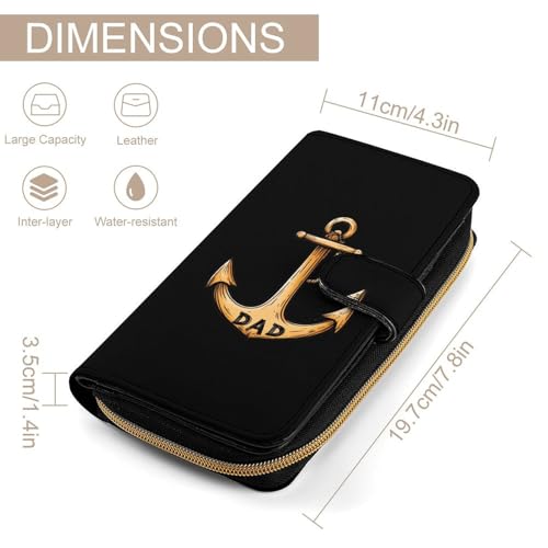 Boat Anchores DAD Women's Long Wallets Leather Card Holder Purse Zippered Buckle Clutch Handbag2
