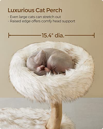 Feandrea Modern Cat Tree, Wood Cat Tower For Large Cats Up To 22 Lb, 48.4-Inch Luxury Cat Condo With Scratching Post, Perch, Cave, Basket, White Upct144W01 #TOP5