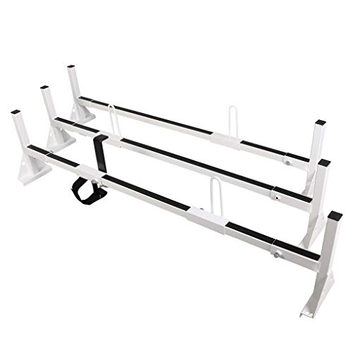 ECOTRIC Universal 3 Bars Van Roof Mount Full Size Steel Ladder Rack for Chevy Express Ford GMC Savana