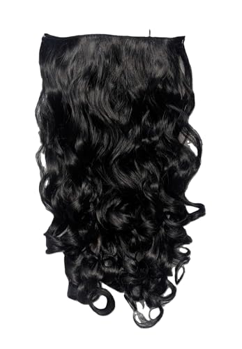 Image of ZAYA Curly Hair Extension for Women & Girls | 5 Clip Synthetic Wavy Hair 22 Inch | Natural Black | Bridal & Party Use