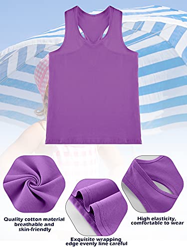Image of SATINIOR 4 Pieces Girls Dance Tank Tops Racerback Crop Tops Sleeveless Dance Clothes for Girls Gymnastics