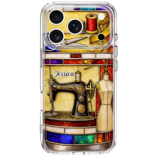 BLUECATUS Passion for Sewing, Personalized Clear Phone Case, Gift for Crafters, Artistic Sewing-Themed Phone Case, Gift for Sewers and Hobbyists - Quilting Phone Case for Quilters