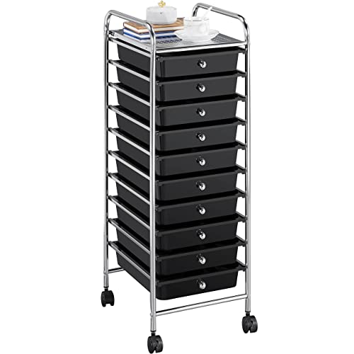 Produktfoto von Yaheetech Badregal Rollwagen Rollcontainer mit 10 stapelbaren Schubladen und Metallgestell Badrollwagen mit&hellip;