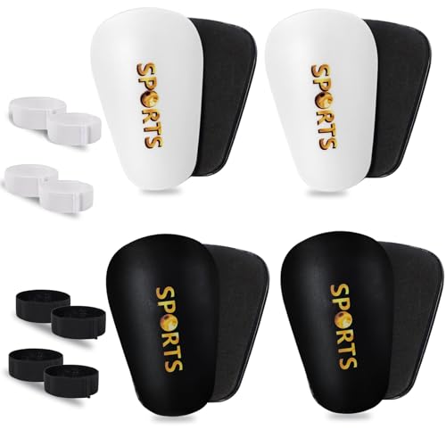 PULUOMASI 4 Pairs Mini Shin Guards Soccer Kids Age 4-6 with 4 Pairs Straps,Ultra Light Tiny Protective Equipment,Impact Resistant Calf Protective Gear Shin Pads for Toddler Youth Players
