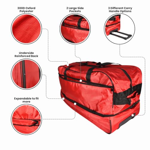 Generic Duffle bag expandable foldable with wheels black, Red, Dfl11234