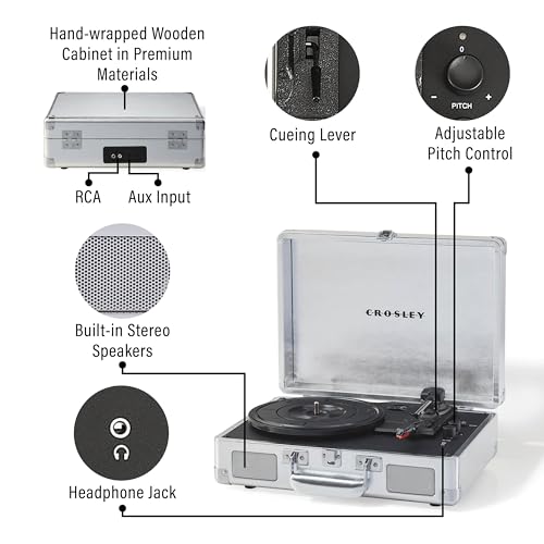 Image of Crosley CR8005F-SI Cruiser Plus Record Player, Silver