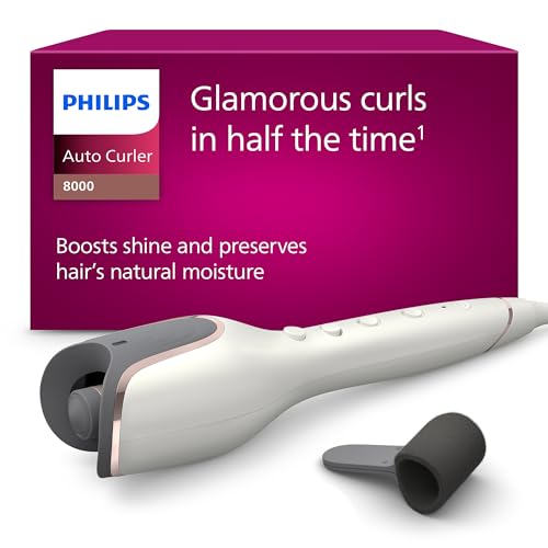Philips Auto Curler Serie 8000, arricciacapelli con tecnologia MoistureProtect, 27 diverse opzioni di styling, bianco, modello BHB878/00