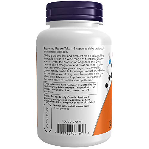 Image of Now Foods Glycine 1000 mg - 100 VegiCapsules 2 Pack