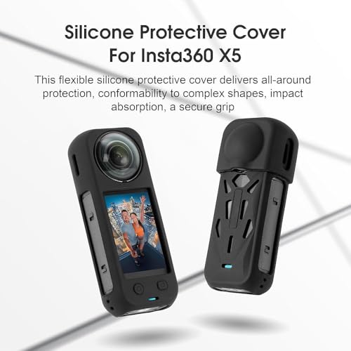 Image of Yantralay Premium Silicone Cover Case for Insta 360 X5 | Soft Protective Case with Lens Cap & Wrist Strap | Shockproof Precision Fit Camera Cover