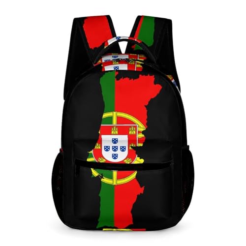 Portugal Flag Map Travel Backpack Casual Daypack Shoulder Bag with Adjustable Shoulder Straps