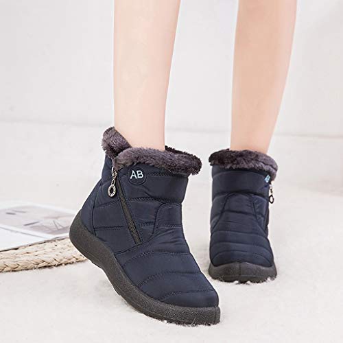 Schneestiefel Damen - Winter Warm Breiter Schaft Schwarz Stiefeletten Reitstiefel Wasserdicht 42 Bequemer Wanderschuhe Winterstiefel Festival Winddicht Mit Absatz Schlupfstiefel Schneestiefel – Bild 3