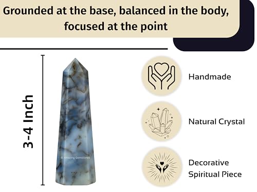 Image of Amazing Gemstone Dendrite Agate Crystal Towers - Natural Healing Crystal Point Obelisk for Reiki Healing and Crystal Grid (3 inch to 4 inch INCH)
