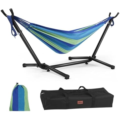 Goutime Kids Hammock with Stand,220lb Capacity,Childs Hammocks Frame Holder Base with Portable Carrying Bag for Indoor,Outdoor,Patio,Deck,Yard,Beach (Blue) Cover