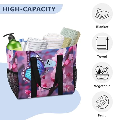 Nander Beautiful Butterfly Foldable Tote Bag Waterproof Sandproof Women Beach Bag Handbag Gym Bag Travel Shopping Bag4