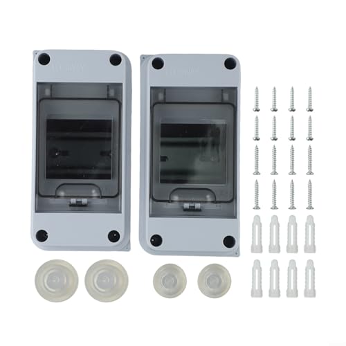 Förpackning med 2 IP65 vattentät HT3 för monterade säkringslådor, liten distributionslåda för 3 moduler för elinstallationer utomhus och verkstad