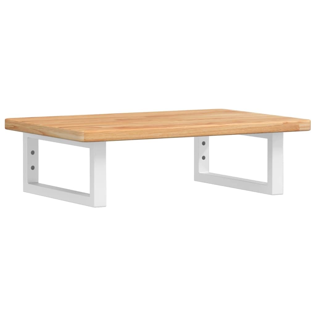 Placa de lavabo de madera de roble de 60 x 40 cm con soporte de acero blanco