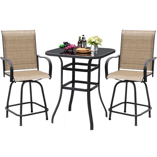 Devoko 3-Piece Swivel Glass Bar Set