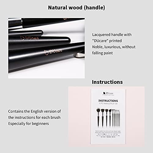 DUcare Makeup Brush Set 10Pcs Professional Makeup Brushes with Case Women Gift Premium Synthetic Kabuki Foundation Blending Brush Face Powder Blush Concealers Eye Shadows with Bag