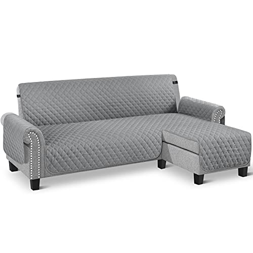 TAOCOCO Couch Slipcover L Shape Sofa Cover Sectional Couch Chaise Lounge Cover Reversible Sofa Cover Furniture Protector Cover for Home DÃ©cor (Light Gray, Large)