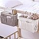 95Street Betttasche, Organizer für Bett, aus Segeltuch, wasserdicht, Bettkorb, Nachttisch, Betttasche für Schule, Büro, Zuhause, Grau, Weiß, 2 Stück
