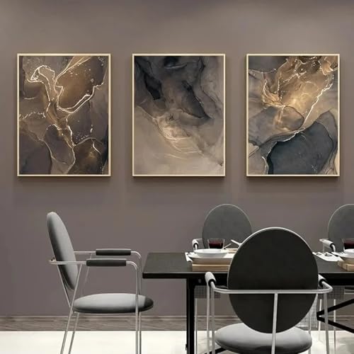 Images salon chambre marbre gris doré triptyque moderne pour habiller un mur vide