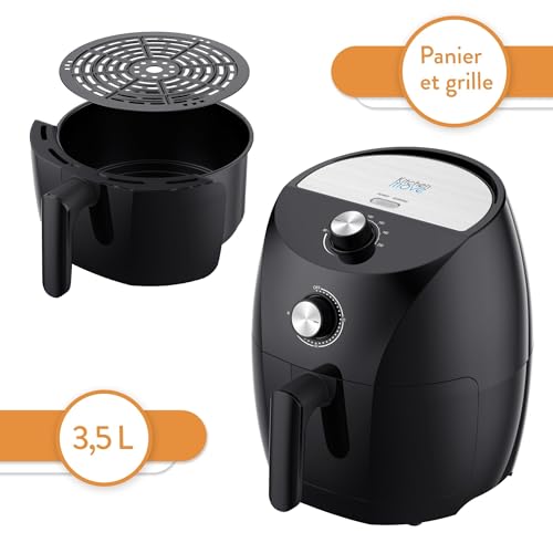 Kitchen Move elektrische friteuse zonder olie, heteluchtfriteuse 3,5 l Tornado 1400 W snel met een druk op de knop met tip, 3,5 liter, zwart - Afbeelding 6