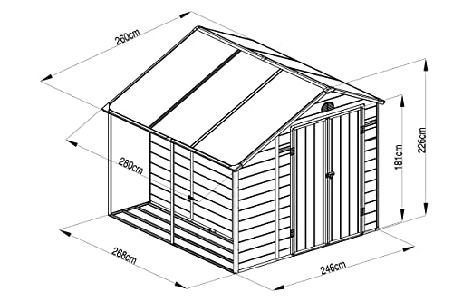 OUTTECH Gerätehaus, anthrazit, Polypropylen, 260 x 280 x 226 cm, Doppeltüren, inkl. Lüftungsgitter – Bild 6