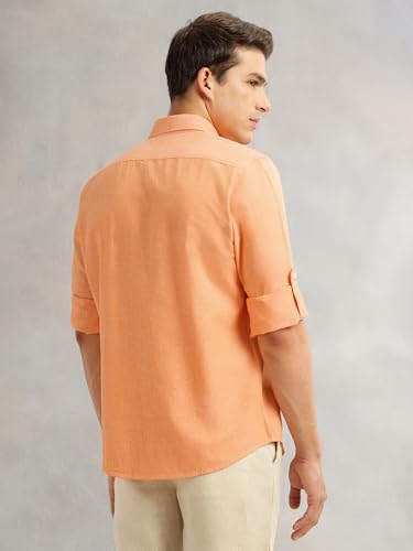 Image of Thomas Scott Men's | Solid | Premium Linen Blend | Spread Collar | Summer Wear | Long Sleeve | Shirts for Men