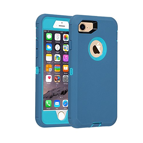 smartelf Case for iPhone 7/8 Heavy Duty With Built-in Screen Protector Shockproof Dust Drop Proof Protective Cover Hard Shell for Apple iPhone 7/8 4.7 inch-Light Blue