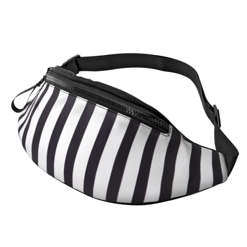 Riñonera Deportiva Ajustable Bolso De Cintura Rayas Blancas Y Negras Unisex Riñoneras Mujer para Camping Entrenamiento Viajar 14X35Cm