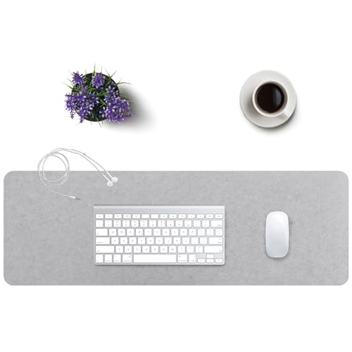 Image of DawnTrees Grey Felt Desk Pad, Extra Large Keyboard Mat, Mouse Pad, Grey Computer XL Desk Pad, Office Felt Pad Mat (Light Gray)