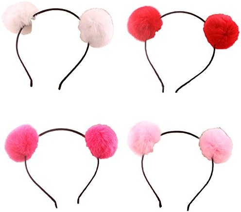 Headband Bear Ear Soft Ball Cute Fashion Hairband Halloween Christmas Headwear Cosplay Costume for Girls Boys Women Adults (A set)
