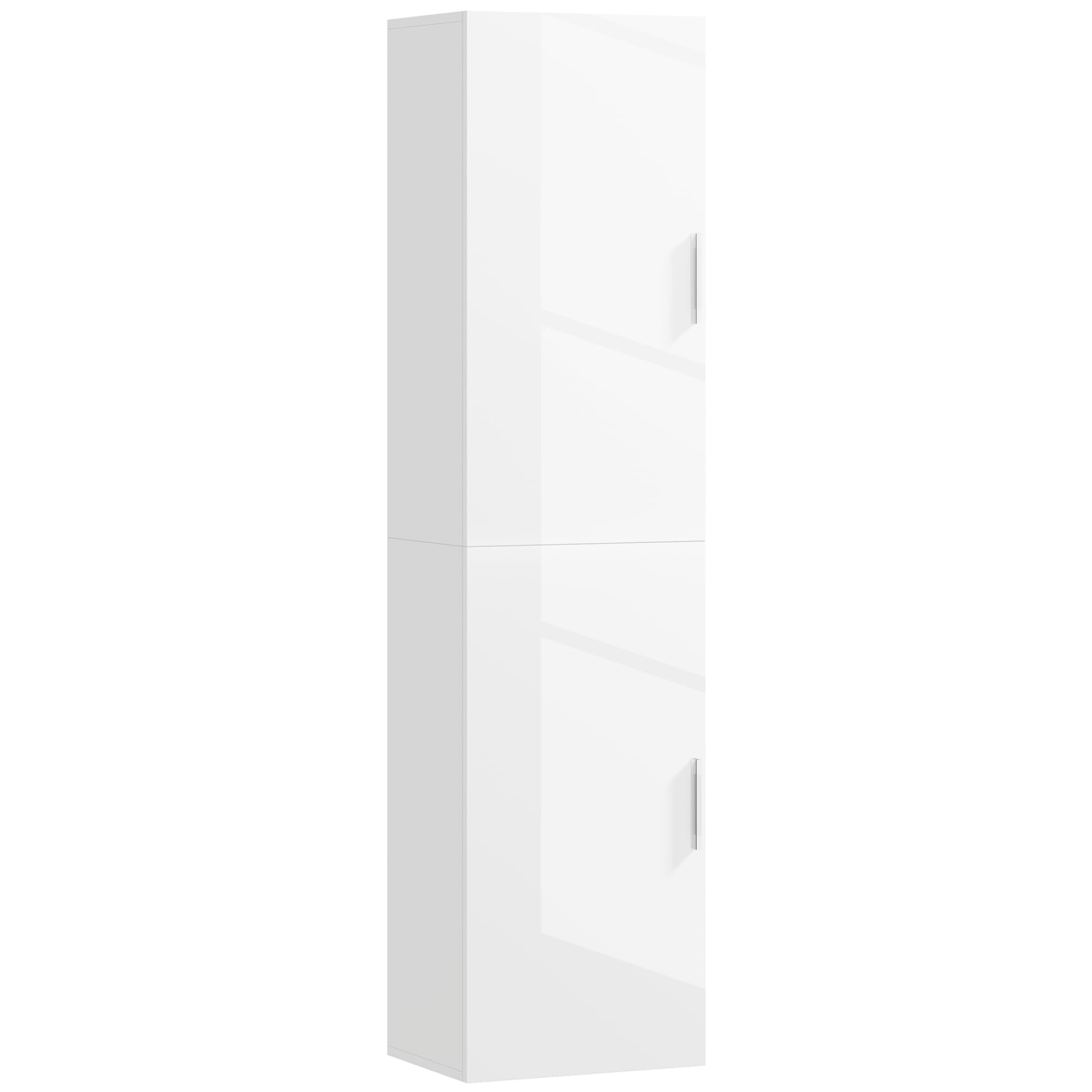 HOMCOM Armoire murale pour salle de bain avec étagères réglables et 2 portes - Meuble de salle de bain moderne pour les petits espaces - 40 x 30 x 160 cm - Blanc brillant