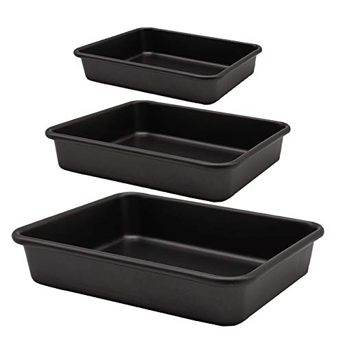 Grandwish 3-Stück Antihaft Brownie Backform - Auflaufform Backblech (Schwarz) Cover