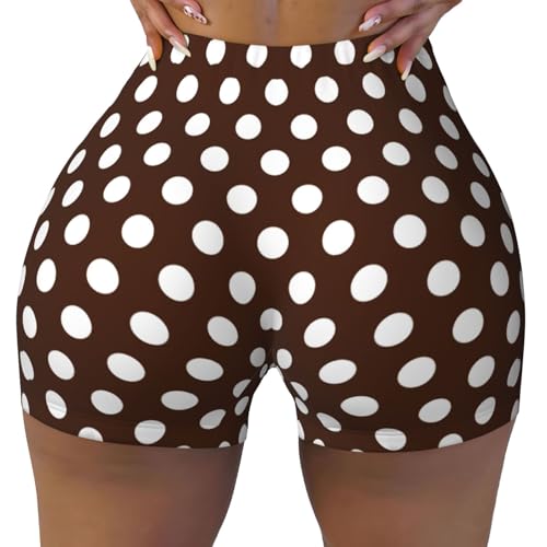 Novastar Seamless Workout Shorts Women - Dark Brown Polka Dot