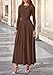 PRETTYGARDEN Women's 2025 Fashion Trendy Fall Long Sleeve Dresses Ruched Flowy Elegant Modest Boho Casual Beach Maxi Dress (Coffee,X-Large)