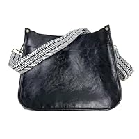 Bolso de hombro para mujer, de piel sintética (PU), bandolera, bandolera ancha ajustable y extraíble,negro