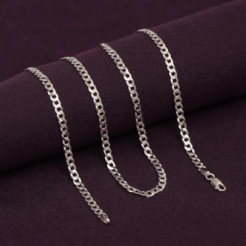 Image of LeCalla Solid 925 Sterling Silver Italian 5mm, 6mm Diamond-Cut Cuban Link Curb Chain Necklace for Men Women (16, 18, 20, 22, 24, 26 Inches)