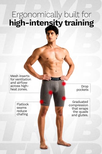 Image of TRYB Men's Compression Shorts & Pants | Sports Innerwear for Gym, Running & Training | Quick Dry, Breathable, 4-Way Stretch, Moisture Wicking, Anti-Chafing Muscle Support Athletic Wear with Pocket