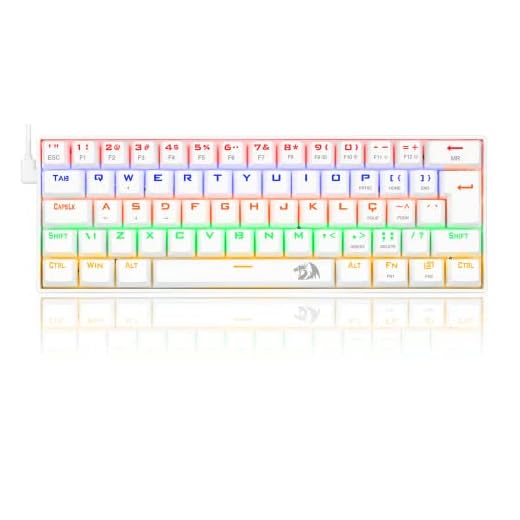 Redragon TECLADO GAMER MECANICO LAKSHMI RAINBOW BRANCO SWITCH MARROM ABNT2,