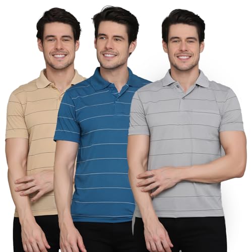 Image of INKKR Striped Polo Neck T-Shirt Dora Combo