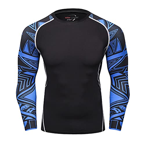 Sports Shirts for Men Dry Fit Long Sleeve Printed Rashguard Running Workout Training Pullover Top2