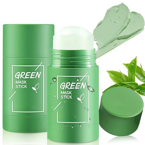 2 pièces Green Mask Stick, Masque purifiant au thé vert, Green Tea Deep Cleanse Mask, Nettoyage en profondeur pour contrôler l'excès de sébum et...