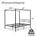 ZINUS Patricia Black Metal Canopy Platform Bed Frame, Mattress Foundation with Steel Slat Support, No Box Spring Needed, Easy Assembly, Queen