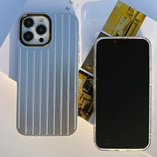 Coque rigide à rayures 3D argentées pour iPhone 14 et 13 - 3