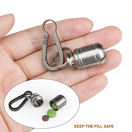 Image of Micro Keychain Pill Holder.TISUR Titanium Pill Case Waterproof Pill Fob for Emergency Aspirin & Nitroglycerin for Travel Purse Pocket (Micro Gas Tank)
