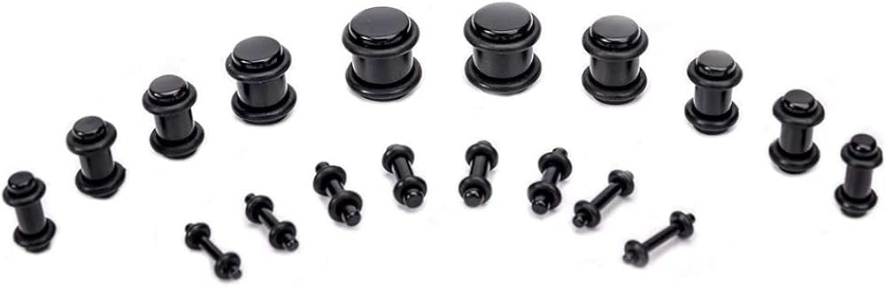 LLGLTEC Ear Stretching Kit 50 Pieces 14G-00G Ear Gauges Expander Set Acrylic Tapers and Plugs & Silicone Tunnels Body Piercing Jewelry Set