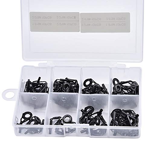 Kit de reparación de punta de caña de pescar de 80 piezas - Juego de anillos de guías de punta de caña de pescar de agua salada de mar de acero inoxidable de cerámica