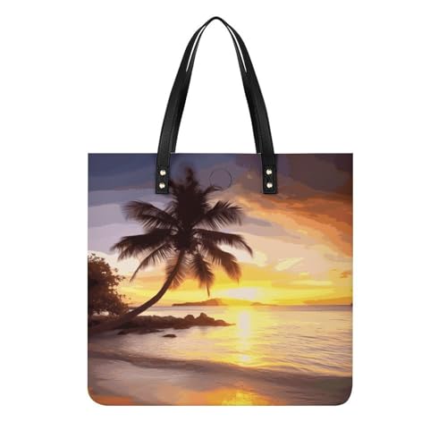 Sac à main pour femme idée cadeau tendance motif tropical island en cuir vegan